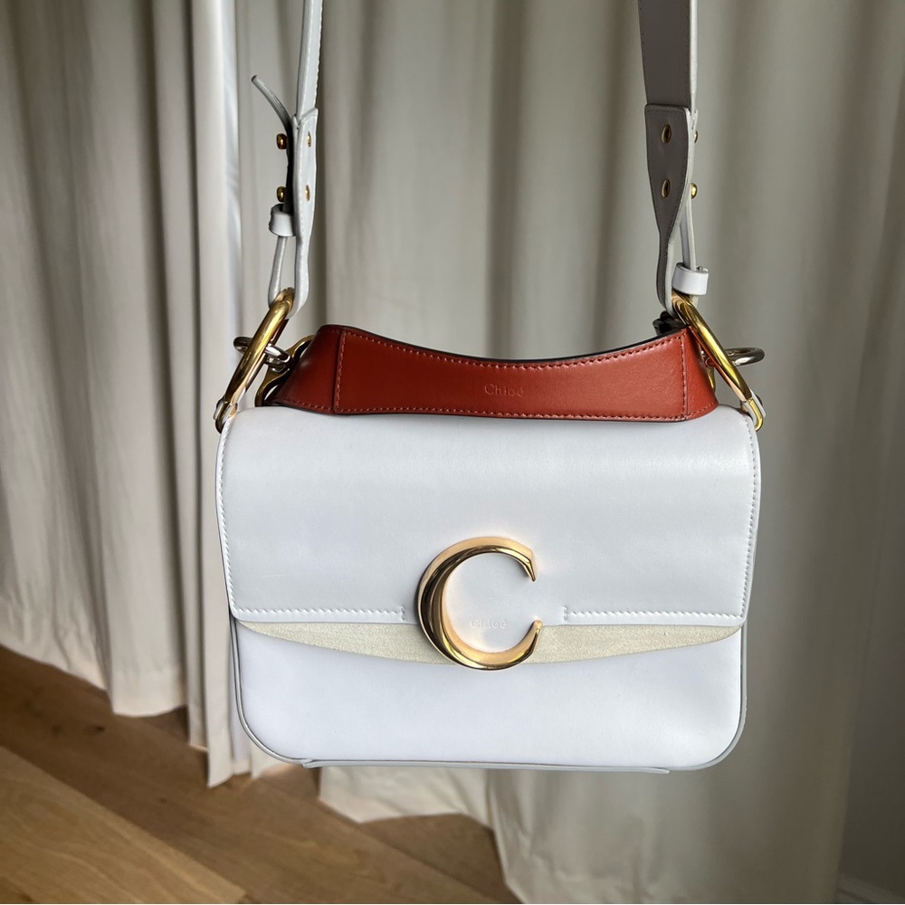 CHLOÉ Small Chloé C double carry bag Women's LIGHT CLOUD 100% Calf-skin leather